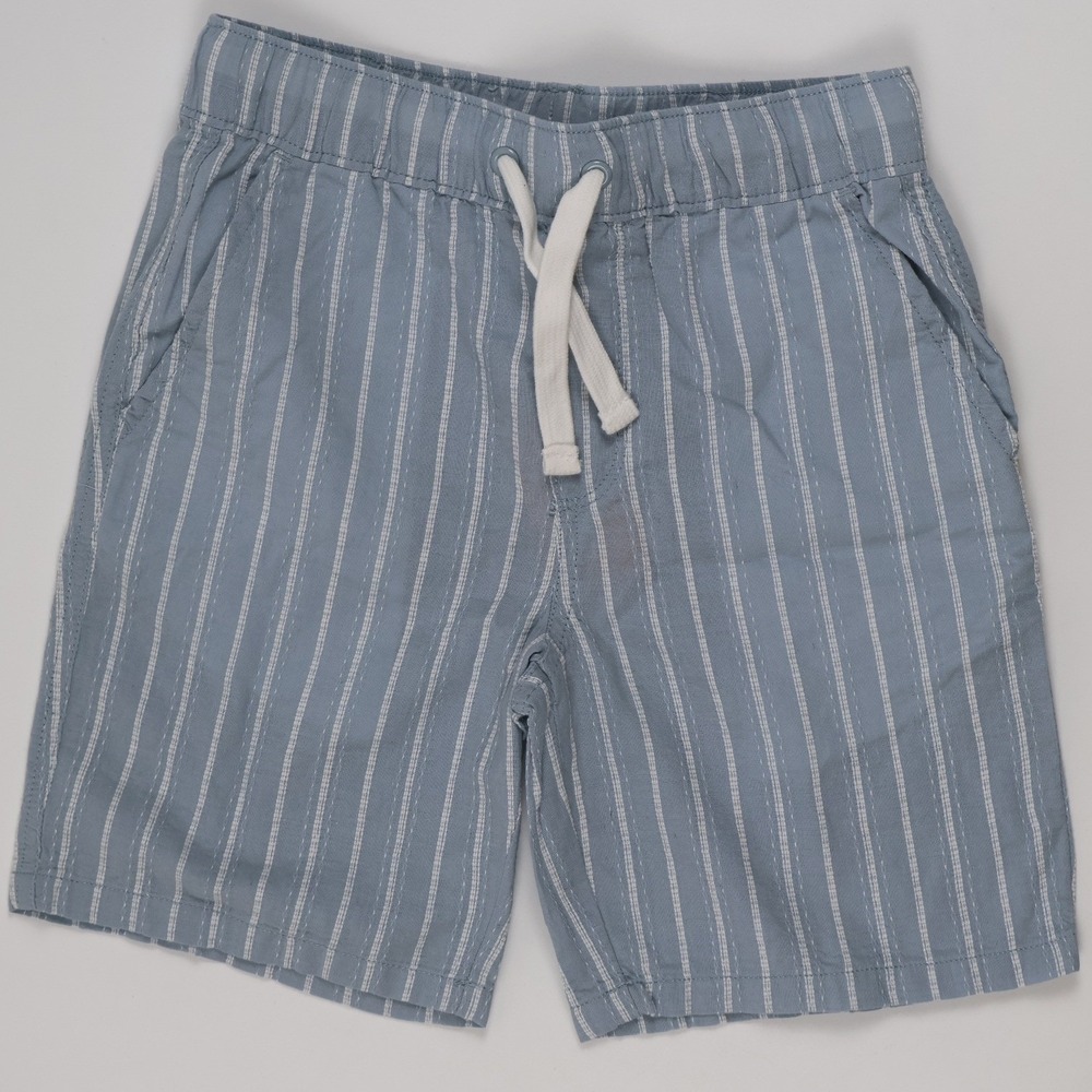 Gymboree Boys Striped Pull On Shorts Dusty Robin Blue 7 Cotton Linen NWT